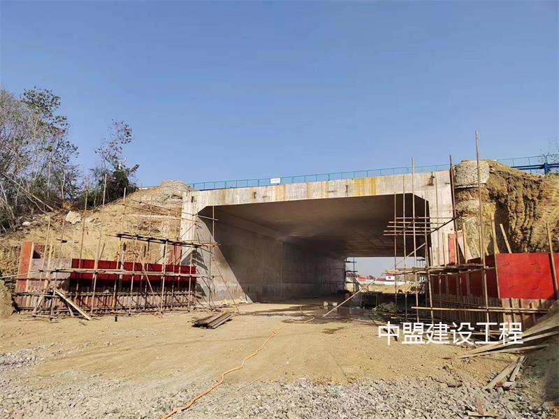 207省道黃岡化工園至南湖工業園段改建工程項目YKO+787.5頂推箱涵施工